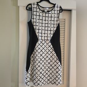 Papillonblanc Women's Dress, Size L, Polyester/Elastic, Black and white pattern.